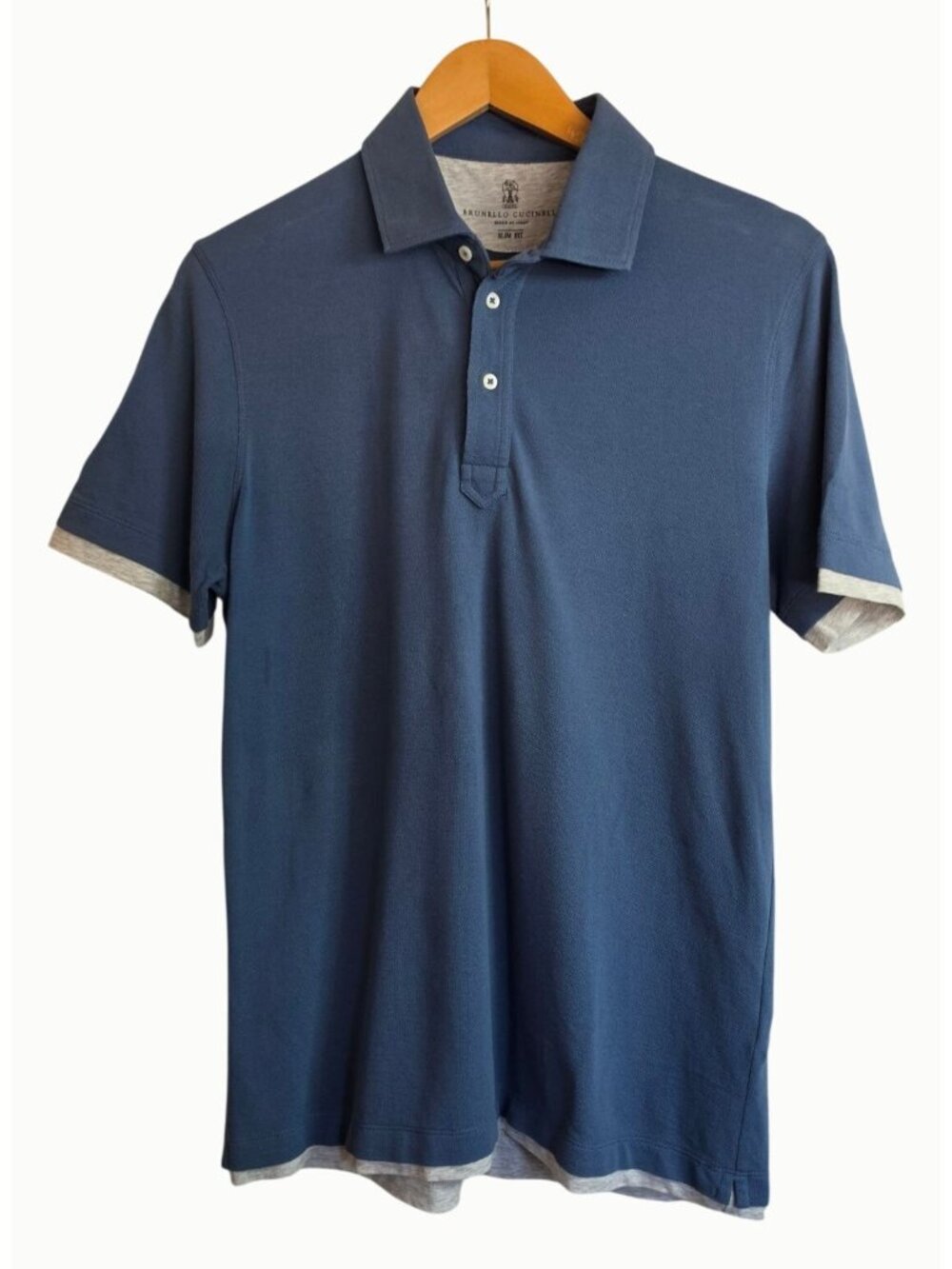 Brunello Cucinelli Men's Polo Shirt Size M Blue Slim Fit Cotton Made Italy